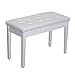 Tenive Adjustable Height Leather Dual Padded Wooden Artist Piano Music Keyboard Bench w/Book Storage,White