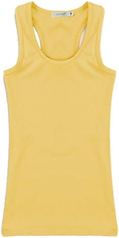 Women fitness t shirt cotton plus size basic tank tops Yellow SizeL