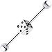 Silver 925 Black Gem Dice Industrial Barbell Earring