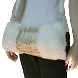 WHITE & MOCHA CLOCHE FUR VINTAGE STYLE HAND WARMER MUFF