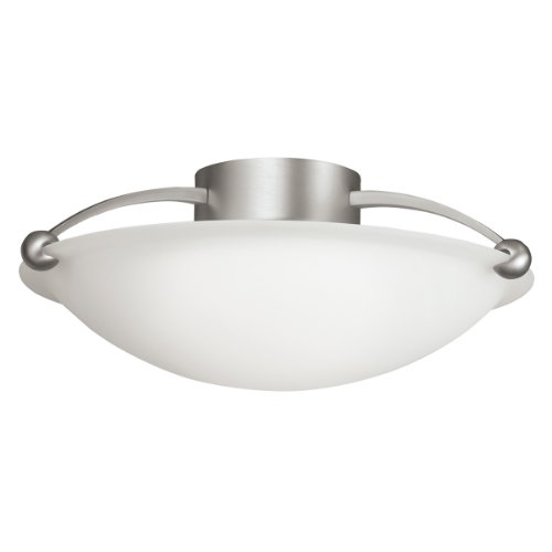 Kichler Lighting 8406NI 3-Light Semi-Flush Ceiling Light, Brushed Nickel with Satin-Etched Glass