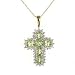 1.68cttw Genuine Green Peridot Cross with Diamond Accents and 10K Yellow Gold Pendant with Chain Necklace Gift Boxed