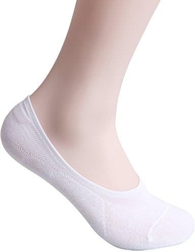 American Trend Women's No-Show Low-Cut Sock Liners Silicon Heel Grip(1 Pair-White, Shose Size 5-8)