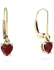 Genuine Ruby 14kt Yellow Gold Lever Back Earrings
