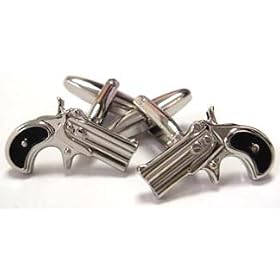 Stainless Steel Revolver Gun Cufflinks Cuff Links