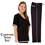Women's Scrub Set - Contrast Trim Top & Pant