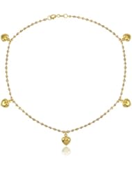 14k Yellow and White Gold Hearts Charm Anklet Bracelet
