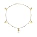 14k Yellow and White Gold Hearts Charm Anklet Bracelet