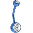 Grade 23 Titanium Light Blue Double Gem Curved Belly Ring