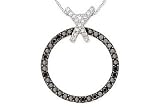1 Carat Black and White Diamond 14K White Gold Circle Pendant w/Chain