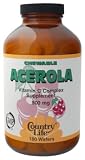 Country Life - Chewable Acerola Vitamin C Complex, 500 mg, 180 wafers