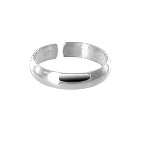 3 MM Wide Polish Finish .925 Sterling Silver Plain Toe Ring