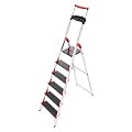 Hailo 8896-001 Alu-Sicherheits-Haushaltsleiter Championsline 225 kg - 6 XXL-Stufen  mit Ausziehbarem Sicherheits-Halteb�gel und Multifunktionsschale
