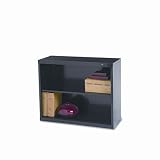 Metal Bookcase, 2 Shelves, 34-1/2w x 13-1/2d x 28h, Black