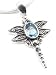 Sterling Silver Dragonfly Blue Topaz Pendant with 16 Snake Chain Necklace