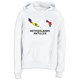 Hoodie Womens White  Netherlands Antilles - Country Map Color Countries