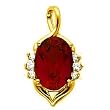14K Yellow Gold Mozambique Garnet and Diamond Pendant