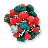Sterling Silver Turquoise & Red Coral Ring