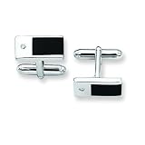 Sterling Silver Onyx and Diamond Cufflinks
