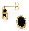 14K OVAL BLACK ONYX EARRINGS 8X6MM