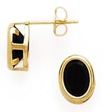 14K OVAL BLACK ONYX EARRINGS 8X6MM