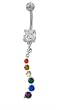 RAINBOW FLAG GEM DANGLE BELLY RING