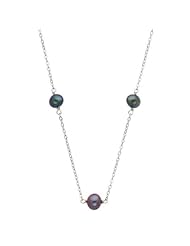 Black Cultured Pearl and Chain Linked Necklace - 36"