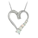 Sterling Silver Diamond-Accent Created-Opal Journey Heart Pendant with Rolo Chain, 18