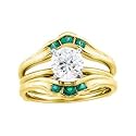02.50MM 14K Yellow Gold Bridal Ring Guard Genuine Emerald