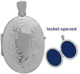 Sterling Silver Oval Locket with Diamond Cut Pattern with Chain