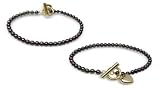 3x3.5mm Black Cultured Pearl Bracelet with Heart Toggle Clasp - 7 inches