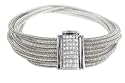 18K White Gold Seven-Strand Hand-Woven Mesh Bracelet, Enhanced with a White Gold Pave Set Diamond Bar.