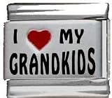 Clearly Charming I Heart My Grandkids Red Heart Laser Italian Charm