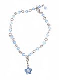 Anklet - A57 - Sized to Fit - Swarovski (tm) Crystal Beads ~ Lt. Sapphire with Crystal Flower Charm