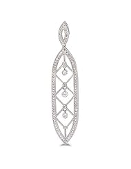 14K White Gold Diamond Dashing Diamonds Pendant With 18 Inch Rope Chain