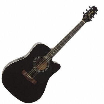 Childrens Toyshop  Musical Instruments : Jasmine by Takamine ES31C Dreadnought Cutaway Acoustic-Electric Guitar (Black)