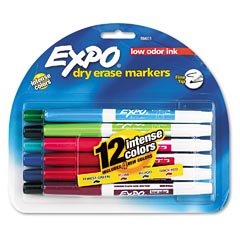Childrens Toyshop  Toys : EXPO Low Odor Dry Erase Markers, 12 Color Sets, Fine Point (SAN86603) Category: Dry Erase Markers