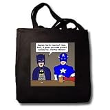  : Rich Diesslins Funny General Cartoons - Super Hero Parody with Batman and Captain America at the bar - Tote Bags