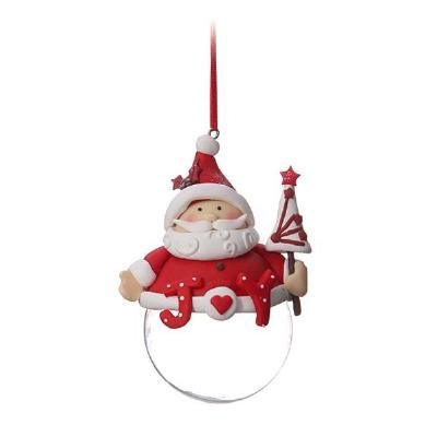 Cute Red Santa Glass Bauble
