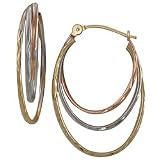 Tri Color 14k Oval Hoops