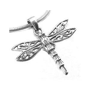 Pretty Sterling Silver Filigree Dragonfly Charm Pendant
