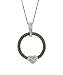 Elegant Sterling Silver 925 Brilliant Cut Genuine Diamonds Black Rhodium Twisted Station Circle Pendant Necklace with Heart Center with Chain