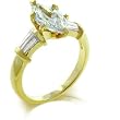 14k Gold Bonded Classic Ring Featuring Chevron Set Marquise Cut Center stone - Size: 5-10