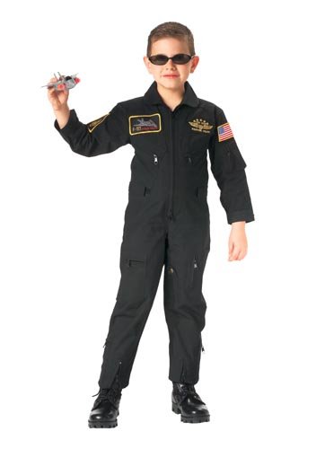 Black Top Gun Kids Flight Coveralls With Patches 7203 Size Medium