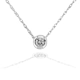 Bezel Set Round Diamond Necklace in 14kt White Gold