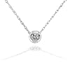 Mini Bezel Set Round Diamond Necklace in 14kt White Gold