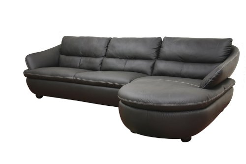Baxton Studio Bailey Black Leather Sofa Sectional