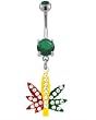 RASTA POT LEAF WITH GEMS BELLY RING
