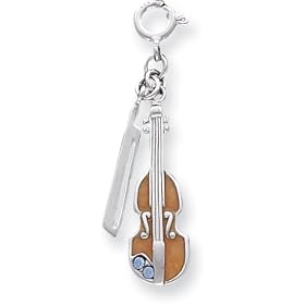 Buy Enamel And Crystal Violin Charm, Sterling Silver made by Precious Accents now!