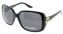 Hot Sale Gucci GG3166/S Sunglasses-0D28 Shiny Black (3H Smoke Polarized Lens)-59mm